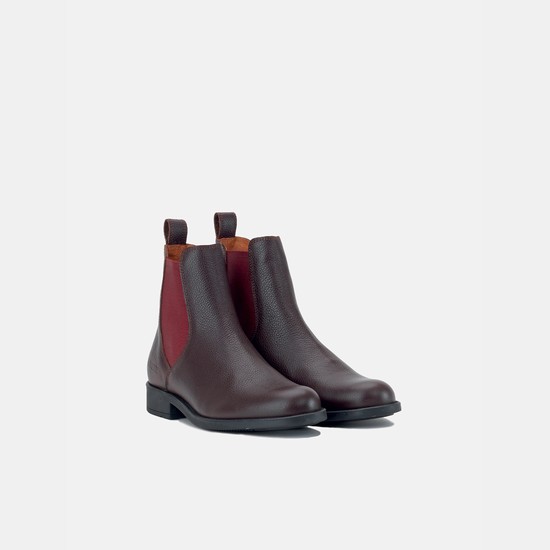 Aigle Leather Ankle Chelsea Boots Women Black/Red ZA-56239